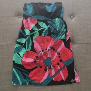Strapless Tie-back Floral Dress