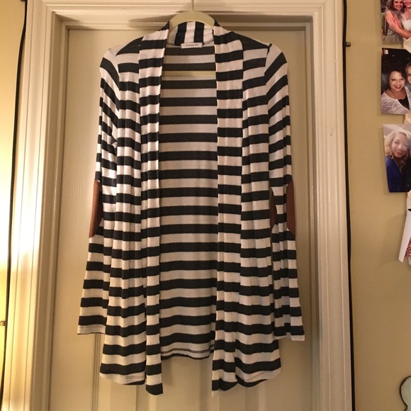 Navy and white striped cardigan