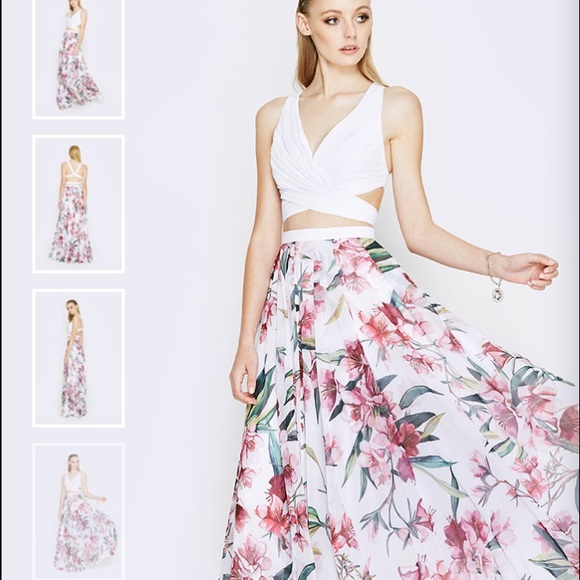 Prom Dress - Summer dress, Flower dress white pink