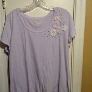 Flower inlaid violet top