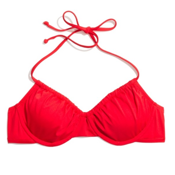 NWT Madewell Ruched bikini top 34A Red