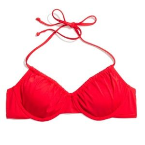 NWT Madewell Ruched bikini top 34A Red