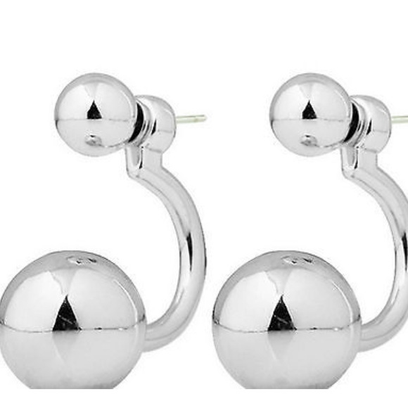 Royal Blue or Silver Stud Double Side Earrings NWT - Picture 3 of 3