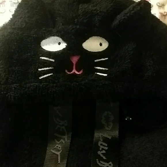 Betsey johnson cat backpack hoodie hood bag rare - Picture 1 of 3