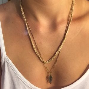 Braided and feather F21 necklace