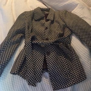 Brown & white patterned Peacoat
