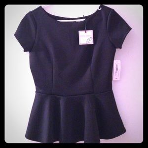 Bisou Bisou black peplum shirt