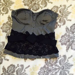 Silver and Black Bustier with Lace Waist Fabric
