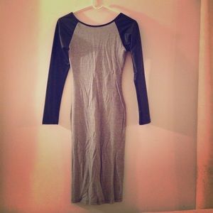 Gray and Black Color Block Midi Dress