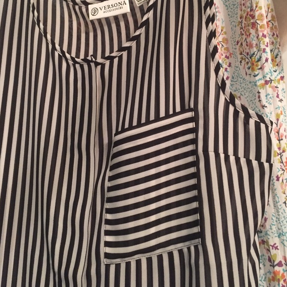 Sheer, Striped Button-Down Tank - Picture 4 of 4