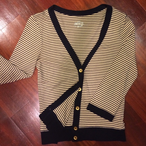 Navy and gold striped cardigan
