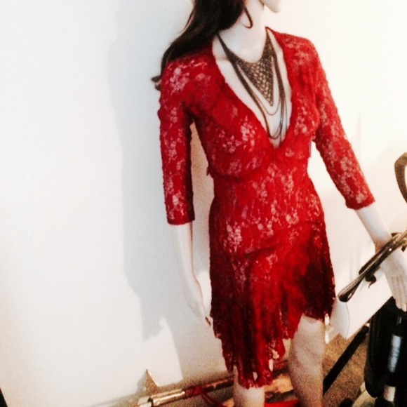 BISOU BISOU various hem lace tunic dress 4-6 - Picture 3 of 3