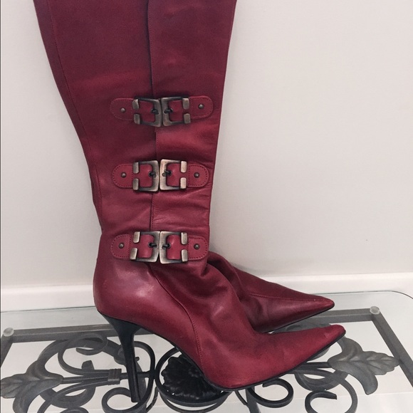 Charles David Shoes - Charles David red leather 3 buckle boot 8.5