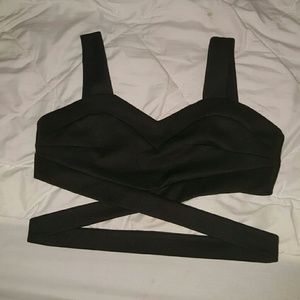 Black criss cross crop top