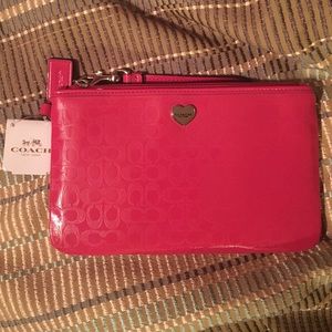 Pink Leather Coach Wristlet