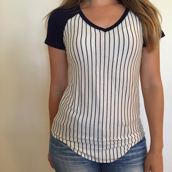 Curved Hem Navy Baseball Tee - Picture 2 of 4