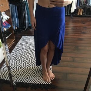 Royal blue tulip hi-low skirt