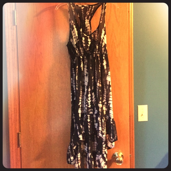 Razor back tie dye high-low beach coverup dress