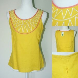 BODEN Yellow Linen Top Size 6