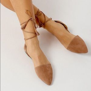Pointed Toe Lace Up Flats