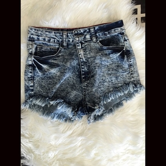 Acid Wash High Waist Denim Shorts