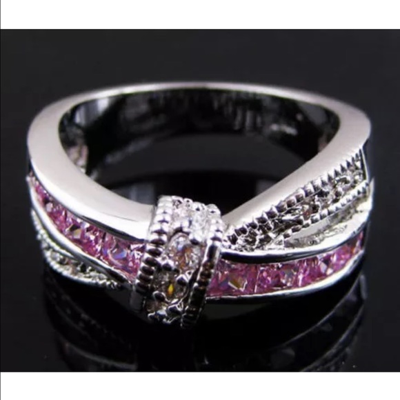 Pretty Pink & White CZ Ring