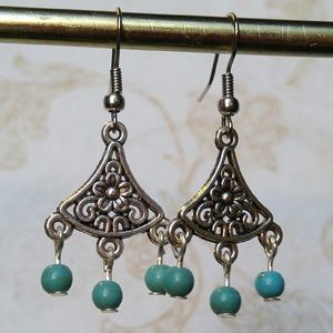 Cute mini chandelier turquoise earrings