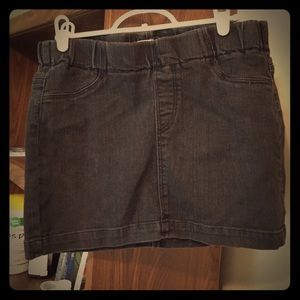 Black denim miniskirt