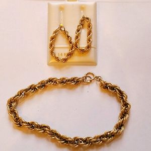 14 K Circle Earrings and Bracelet