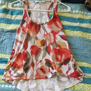 Lace Back rosy print racerback