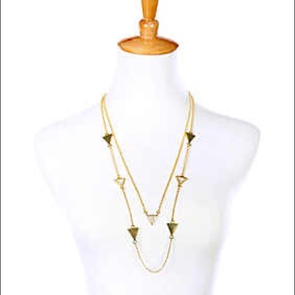 ❤️LAST❤️ Diamond Long Layer Triangle Necklace - Picture 2 of 3