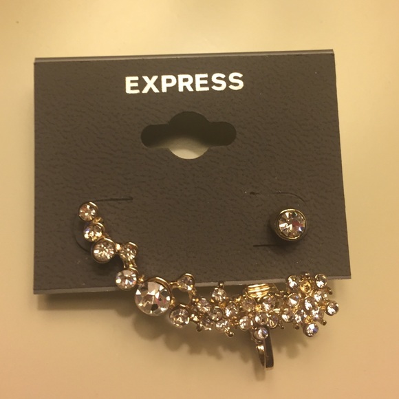 Rhinestone Post & Cuff Earrings