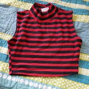 Crop top open back turtle neck