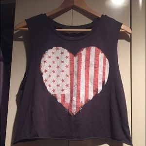 American Eagle Outfitters US flag heart top