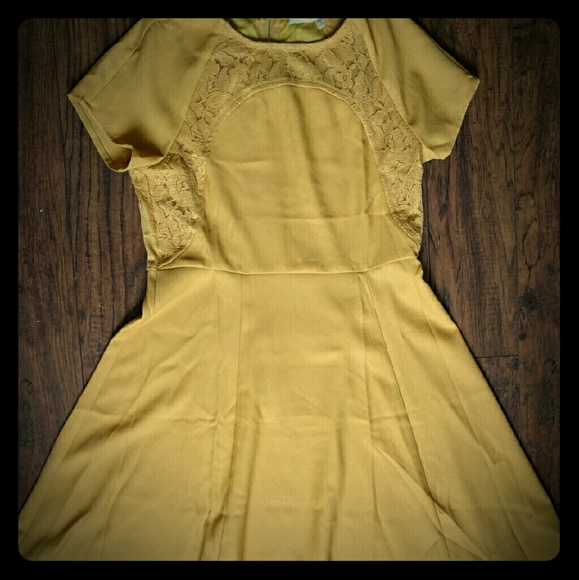 ModCloth's Fun2Fun Mustard Lace Dress