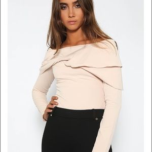 Beige Long sleeve bodysuit.