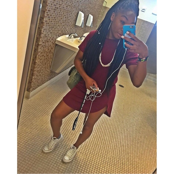 Burgundy tshirt dress
