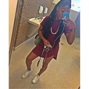 Burgundy tshirt dress