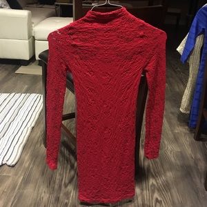 Long sleeve red bodycon dress SMALL