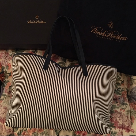 Brooks brothers nautical striped beach bag