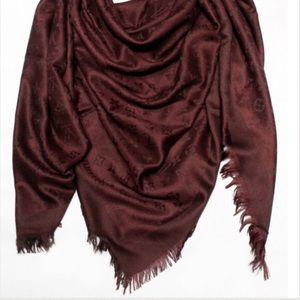 Authentic red brown Louis Vuitton Square shawl.