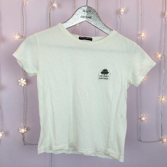 Brandy Melville Tops - Brandy I'm Only Visiting Patch Cropped Tee