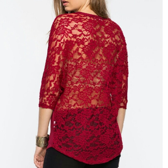 🌷NWT Hello Lace Back Dolman🌷 - Picture 2 of 4