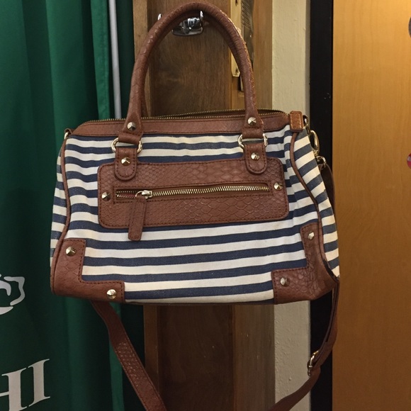 Small Aldo Blue and white stripped purse