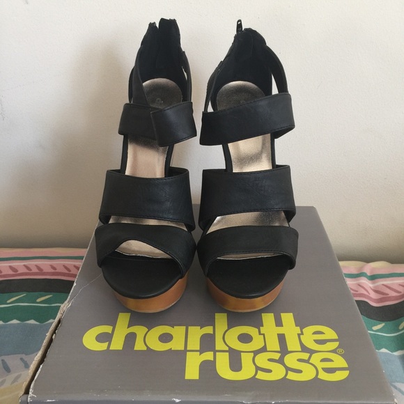 Charlotte Russe Black Heel Sandals - Size 10 NWOB - Picture 3 of 4