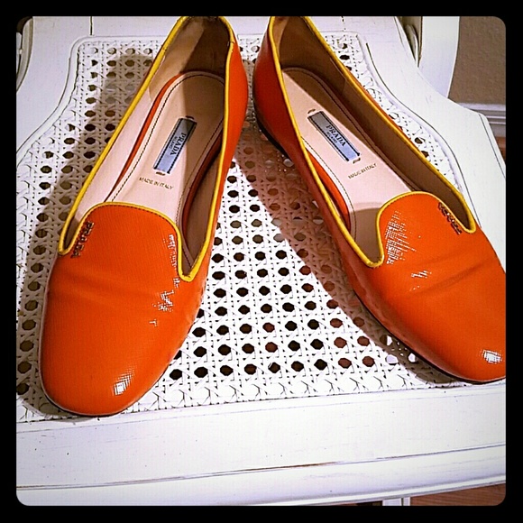Orange Prada flats