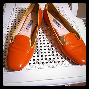 Orange Prada flats