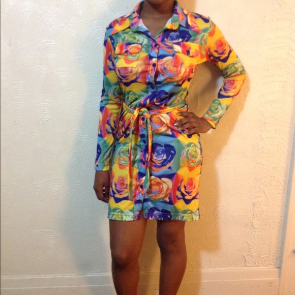 Florescent floral print dress.