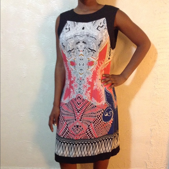 Abstract print sleeveless dress