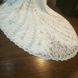 White Satin wedding dress with princess train